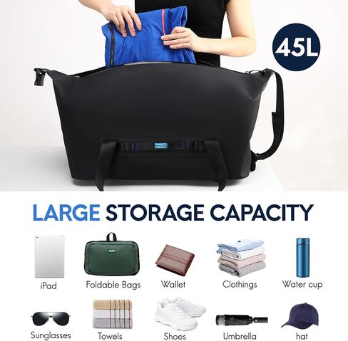 Haimont 100% Waterproof Duffel Bag Airtight Dry Duffel Backpack 840D TPU Heavy Duty Duffle Backpack for Kayaking, SUP, Rafting, Fishing, Adventure, Boating, Black, 45L in Saudi Arabia