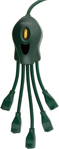 Accell Power Flexible Outlet Multiplier/Extender, 5 Independent AC Outlets Perfect for Larger Power Plugs, 3 ft (0.9 m) Power Cord, Dark Green in Kuwait