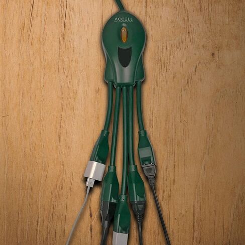 Accell Power Flexible Outlet Multiplier/Extender, 5 Independent AC Outlets Perfect for Larger Power Plugs, 3 ft (0.9 m) Power Cord, Dark Green in Kuwait
