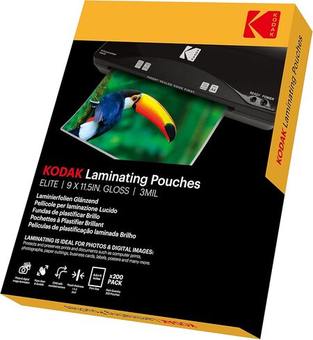 Kodak Laminating Pouches 3MIL 200 Pack 9×11.5 inches Hot Thermal Laminating Sheets, Holds 8.5×11 inches Sheets Documents, Rounded Corner. in Saudi Arabia