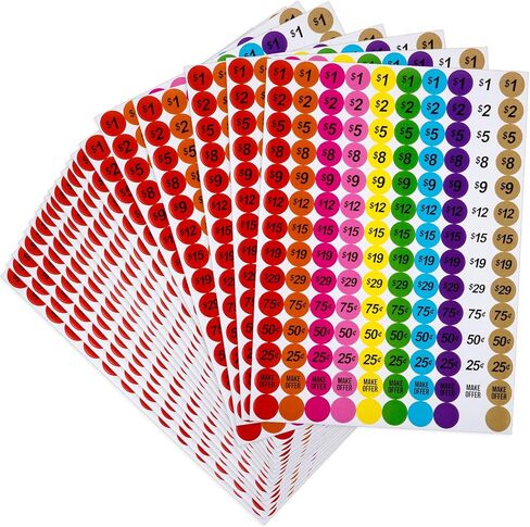 Neon Colors Prepriced Garage Sales Stickers, Pricing Labels, Sale Labels (Style B) in Saudi Arabia