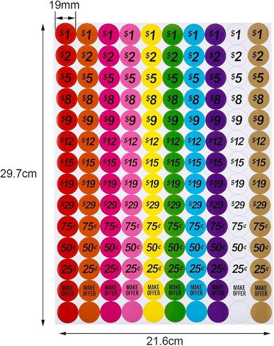 Neon Colors Prepriced Garage Sales Stickers, Pricing Labels, Sale Labels (Style B) in Saudi Arabia
