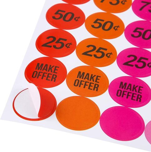 Neon Colors Prepriced Garage Sales Stickers, Pricing Labels, Sale Labels (Style B) in Saudi Arabia