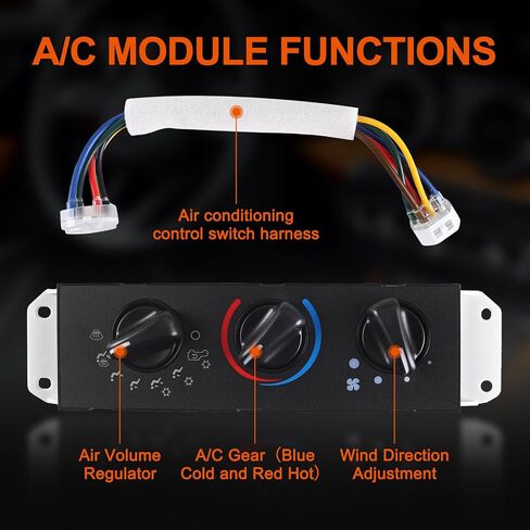 استبدال وحدة التحكم في المناخ لسيارة Jeep Wrangler TJ 1999-2004، لوحة التحكم في المناخ لسخان HVAC استبدال مفتاح التحكم A/C # 55037473AB in Saudi Arabia