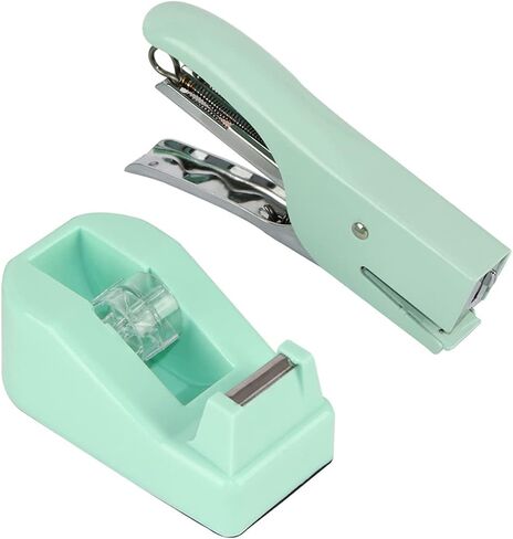 Cute Pink Office Desk Supplies Set Stapler Tape Dispenser, 24/6 Rose Gold Staples, Desktop Stationery Kit Set for Office School Student(Pink) in Saudi Arabia