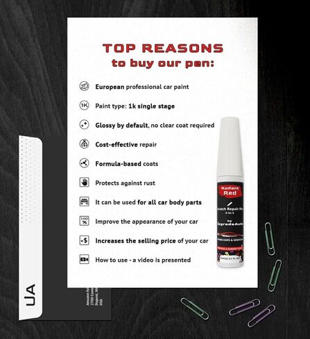 قلم إصلاح الخدوش باللون الأحمر المشع، طلاء لمس متوافق مع لون فورد راديانت الأحمر، مزيل الخدوش للسيارات، إصلاح رقائق طلاء السيارات والخدوش، طلاء بمرحلة واحدة، 15 مل in Kuwait