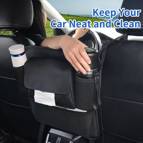 حامل مناديل السيارة Ovege (الترقية إلى الحجم الأكبر: 9.84 * 5.12 * 3.74 بوصة) حامل قناع لحامل مناديل السيارة من جلد البولي يوريثان ملحقات السيارة للمقعد الخلفي in Kuwait