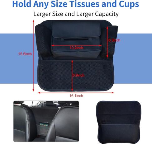 حامل مناديل السيارة Ovege (الترقية إلى الحجم الأكبر: 9.84 * 5.12 * 3.74 بوصة) حامل قناع لحامل مناديل السيارة من جلد البولي يوريثان ملحقات السيارة للمقعد الخلفي in Kuwait