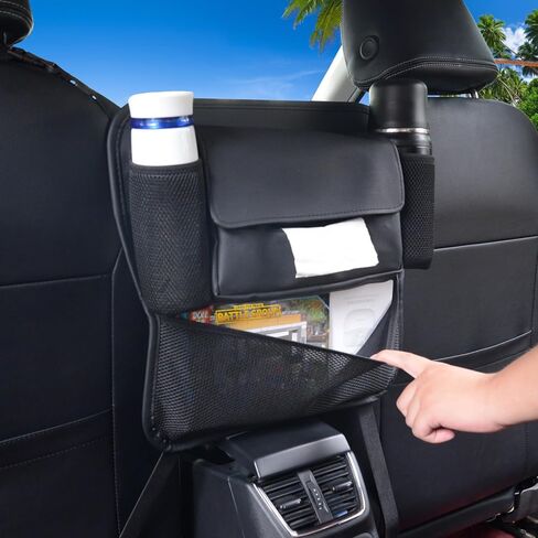 حامل مناديل السيارة Ovege (الترقية إلى الحجم الأكبر: 9.84 * 5.12 * 3.74 بوصة) حامل قناع لحامل مناديل السيارة من جلد البولي يوريثان ملحقات السيارة للمقعد الخلفي in Kuwait