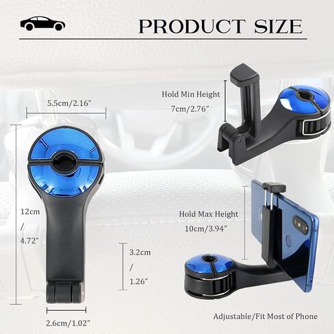 Pincuttee 2 في 1 مسند رأس السيارة خطاف مخفي 2 حزمة، خطاف مسند رأس السيارة مع حامل هاتف، خطاف ظهر المقعد للمحافظ والحقائب، منظم تخزين المركبات العالمي (أحمر، قطعتين) in Kuwait