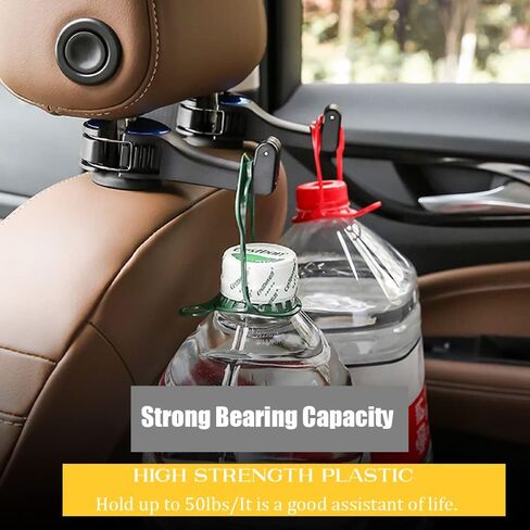 Pincuttee 2 في 1 مسند رأس السيارة خطاف مخفي 2 حزمة، خطاف مسند رأس السيارة مع حامل هاتف، خطاف ظهر المقعد للمحافظ والحقائب، منظم تخزين المركبات العالمي (أحمر، قطعتين) in Kuwait