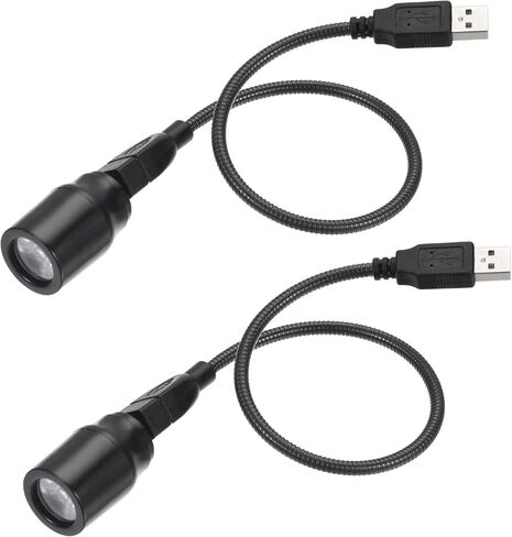 MECCANIXITY USB LED ضوء كشاف ضوء أبيض مع سلك تمديد USB2.0 مرن قابل للانحناء 35 سم أسود، عبوة من 2 in Saudi Arabia