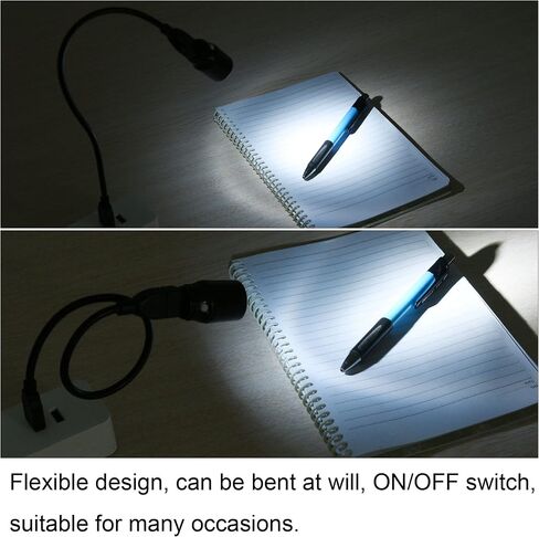 MECCANIXITY USB LED ضوء كشاف ضوء أبيض مع سلك تمديد USB2.0 مرن قابل للانحناء 35 سم أسود، عبوة من 2 in Saudi Arabia