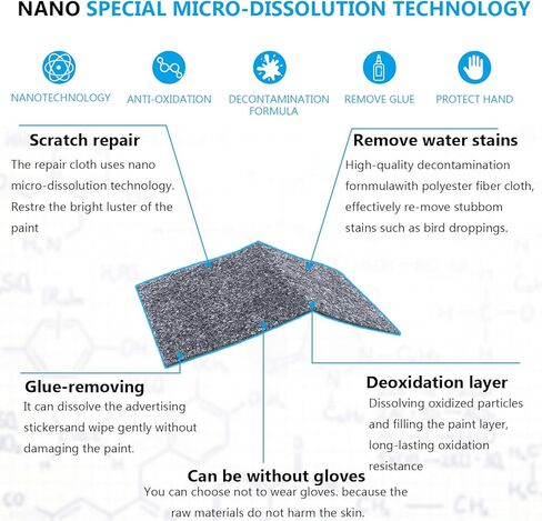 قماش نانو لامع لخدوش السيارة، ترقية قماش نانو ماجيك لإزالة خدوش السيارة مع إصلاح الخدوش وتلميع الماء، مزيل خدوش السيارة لجميع أنواع سطح السيارة، استعادة اللون الأصلي للسيارة in Kuwait