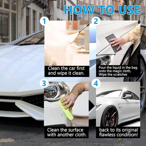 قماش نانو لامع لخدوش السيارة، ترقية قماش نانو ماجيك لإزالة خدوش السيارة مع إصلاح الخدوش وتلميع الماء، مزيل خدوش السيارة لجميع أنواع سطح السيارة، استعادة اللون الأصلي للسيارة in Kuwait