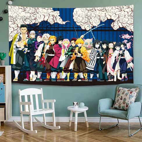 نسيج - أنيمي - ملصق، لفافة جدارية فنية كبيرة لغرفة المعيشة، سرير غرفة النوم، الغرفة وحفلة عيد الميلاد، هدية لمحبي الرسوم المتحركة اليابانية مقاس 60 × 80 بوصة نسيج ملصق أنيمي in Kuwait