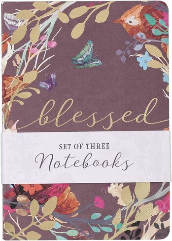 Blessed is She Who Believes Burgundy, Eggplant, Gray w/Gold Foil Accents Inspirational Softcover Notebooks, Set of Three, Medium in Saudi Arabia