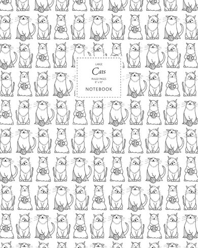 Cats Notebook - Ruled Pages - 8x10 - Premium: (Black and White Edition) Fun notebook 192 ruled/lined pages (8x10 inches / 20.3x25.4 cm / Large Jotter) in Saudi Arabia