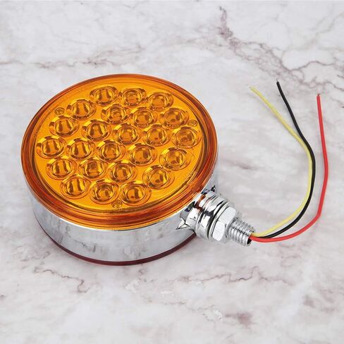 aqxreight - مستدير مزدوج الوجه، حامل مسمار واحد 48 مصباح LED عاكس للضوء مع غطاء من الكروم محكم الغلق in Kuwait