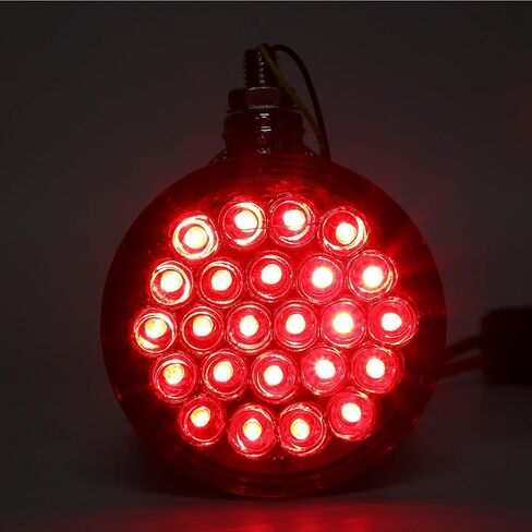 aqxreight - مستدير مزدوج الوجه، حامل مسمار واحد 48 مصباح LED عاكس للضوء مع غطاء من الكروم محكم الغلق in Kuwait