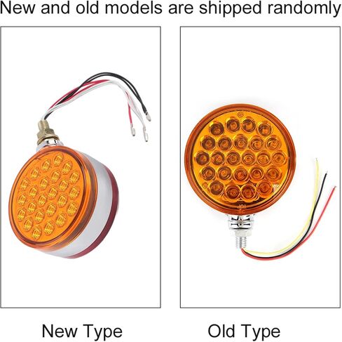 aqxreight - مستدير مزدوج الوجه، حامل مسمار واحد 48 مصباح LED عاكس للضوء مع غطاء من الكروم محكم الغلق in Kuwait