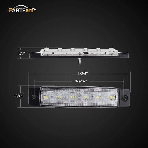 Partsam 5 قطع 3.8 بوصة 6 مصابيح LED بيضاء لعلامات التخليص للشاحنات المقطورة والدراجات النارية والتخييم، قارب المرافق البحرية شريط داخلي ضوء مجاملة/سطح السفينة لقارب بونتون كاياك يخت شراعي 12 فولت in Saudi Arabia