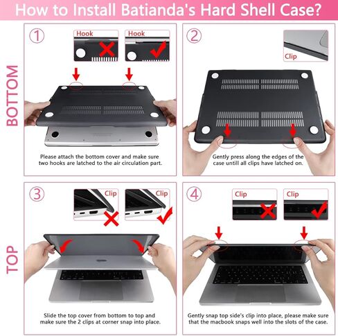 Batianda Case for New MacBook Pro 16 inch 2024 2023 2021 Release with M4 M3 M1 M2 Pro/Max Chip, Crystal Clear Plastic Hard Shell Case with Keyboard Cover + Screen Protector, Clear in Kuwait