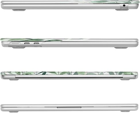 MOSISO Compatible with MacBook Air 13.6 inch Case 2022 2023 2024 Release M3 A3113 M2 A2681 with Touch ID, Plastic Eucalyptus Leaves Hard Shell Case & Keyboard Cover & Screen Protector, Transparent in Saudi Arabia