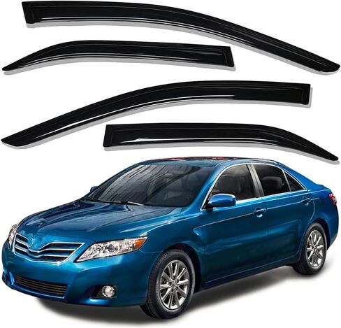 Lightronic WV194425 in-Channel Side Window Visor Deflector Vent Rain Guard, Dark Smoke, 4-Pieces Set, Fits 2007-2011 Toyota Camry in Saudi Arabia