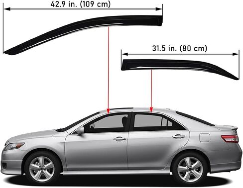 Lightronic WV194425 in-Channel Side Window Visor Deflector Vent Rain Guard, Dark Smoke, 4-Pieces Set, Fits 2007-2011 Toyota Camry in Saudi Arabia