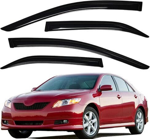 Lightronic WV194425 in-Channel Side Window Visor Deflector Vent Rain Guard, Dark Smoke, 4-Pieces Set, Fits 2007-2011 Toyota Camry in Saudi Arabia