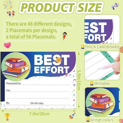 80 قطعة من شهادات جوائز الطلاب لنهاية العام الدراسي وشهادات تقدير التخرج وشهادة الإنجاز لمستلزمات مدرسي التخرج في الفصل الدراسي، 7.8 × 5.9 بوصة in Kuwait