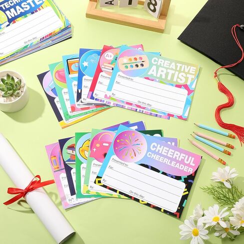 80 قطعة من شهادات جوائز الطلاب لنهاية العام الدراسي وشهادات تقدير التخرج وشهادة الإنجاز لمستلزمات مدرسي التخرج في الفصل الدراسي، 7.8 × 5.9 بوصة in Kuwait