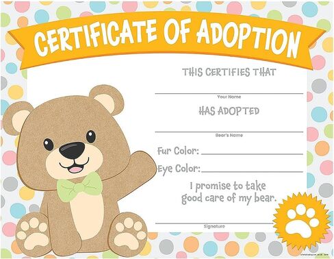 Teddy Bear Adoption Certificates - Party Favors and Supplies - 12 Pieces in Saudi Arabia