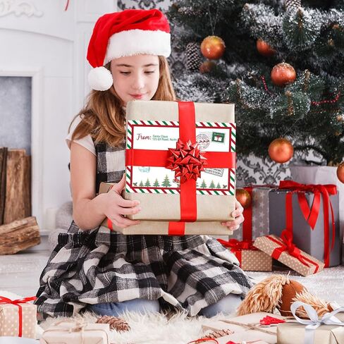 8 مجموعات من رسائل سانتا كيت، رسائل رسمية لعيد الميلاد وشهادة من سانتا كلوز، تتضمن رسالة كتابة/شهادة قائمة جميلة/مغلفات/علامات/ملصقات للأطفال (أحمر) in Kuwait