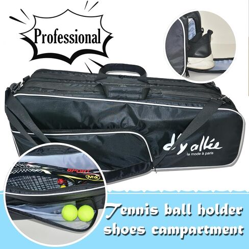d'yallee Tennis Bag 6 Rackets, Professional Tennis Bag with Shoes Compartment for Men Women, Racquetball Racket, Pickleball Paddles and Other Equipment or Gear in Saudi Arabia