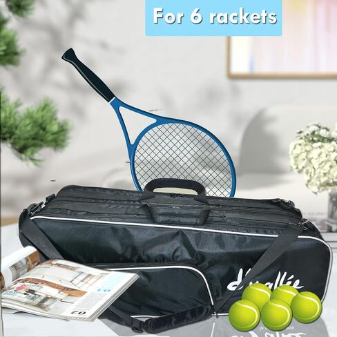 d'yallee Tennis Bag 6 Rackets, Professional Tennis Bag with Shoes Compartment for Men Women, Racquetball Racket, Pickleball Paddles and Other Equipment or Gear in Saudi Arabia