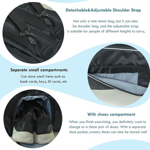 d'yallee Tennis Bag 6 Rackets, Professional Tennis Bag with Shoes Compartment for Men Women, Racquetball Racket, Pickleball Paddles and Other Equipment or Gear in Saudi Arabia