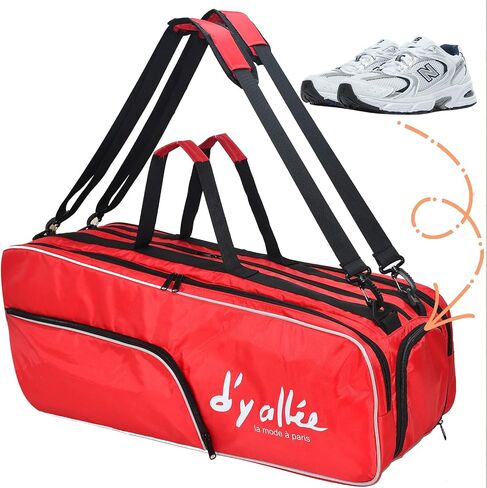 d'yallee Tennis Bag 6 Rackets, Professional Tennis Bag with Shoes Compartment for Men Women, Racquetball Racket, Pickleball Paddles and Other Equipment or Gear in Saudi Arabia