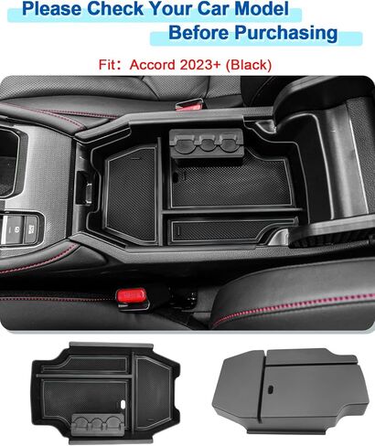 2023 2024 Accord/Accord Hybrid Center Console Organizer for Honda Accord (LX/EX/EX-L/Sport/Sport-L/Touring) Armrest Storage Box, 2023 Accord Organizer 2024 Accord Accessories (Black Mats) in Kuwait