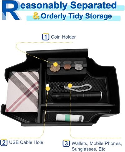 2023 2024 Accord/Accord Hybrid Center Console Organizer for Honda Accord (LX/EX/EX-L/Sport/Sport-L/Touring) Armrest Storage Box, 2023 Accord Organizer 2024 Accord Accessories (Black Mats) in Kuwait