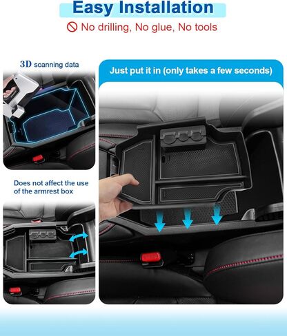 2023 2024 Accord/Accord Hybrid Center Console Organizer for Honda Accord (LX/EX/EX-L/Sport/Sport-L/Touring) Armrest Storage Box, 2023 Accord Organizer 2024 Accord Accessories (Black Mats) in Kuwait