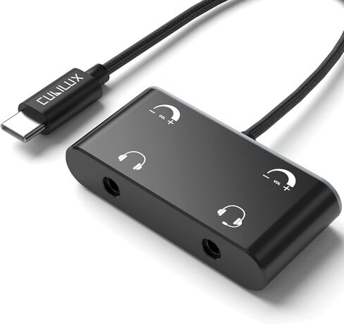 Cubilux 2 سماعة رأس إلى موصل USB C، فاصل سماعة أذن من النوع C ثنائي الاتجاه متوافق مع iPhone 15، Samsung، Google Pixel، هاتف Android، موزع مقبس AUX مزدوج 3.5 مم مع التحكم في مستوى الصوت in Kuwait