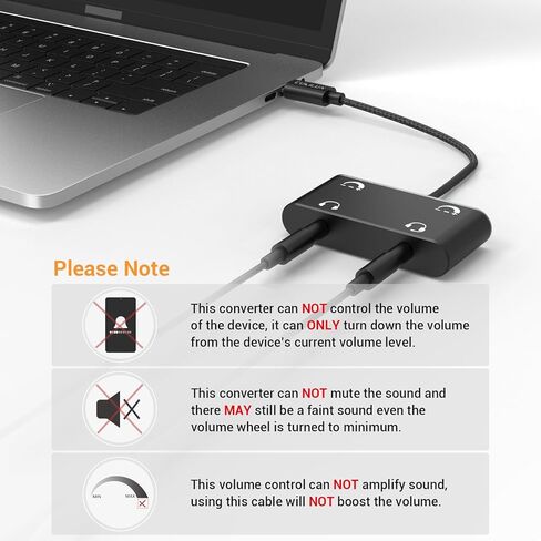Cubilux 2 سماعة رأس إلى موصل USB C، فاصل سماعة أذن من النوع C ثنائي الاتجاه متوافق مع iPhone 15، Samsung، Google Pixel، هاتف Android، موزع مقبس AUX مزدوج 3.5 مم مع التحكم في مستوى الصوت in Kuwait