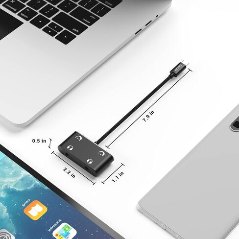Cubilux 2 سماعة رأس إلى موصل USB C، فاصل سماعة أذن من النوع C ثنائي الاتجاه متوافق مع iPhone 15، Samsung، Google Pixel، هاتف Android، موزع مقبس AUX مزدوج 3.5 مم مع التحكم في مستوى الصوت in Kuwait