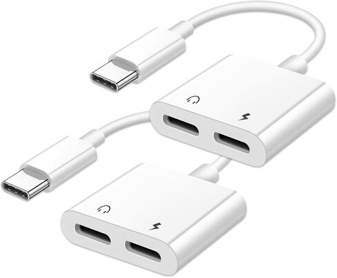 محول سماعة رأس USB من النوع C إلى USB C مزدوج مع شاحن، 2 حزمة 2 في 1 USB C Aux + مقسم محول شاحن لهاتف Samsung Galaxy S22 S21، Google Pixel 4 3 XL، iPad pro 2020/21، Huawei in Kuwait