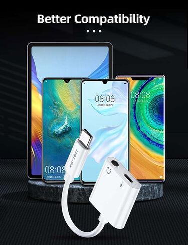 MAS CARNEY Headphone Adapter, USB Type C to 3.5mm Headphone and Charger Adapter Compatible with Pixel 5 4 3 XL, Galaxy S22 S21 S20 S20+ Note 20,Ipad Pro, MacBook in Kuwait