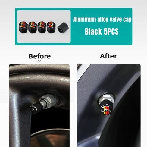 لشاحنة Tacoma TRD 4Runner Tundra Rav4 Highlander Sequoia Offroad Truck، غطاء جذعي لصمام إطار معدني أسود يغطي غطاء صمام الهواء مجموعة غطاء مقاوم للغبار ومضاد للتسرب، غطاء هوائي بتصميم شعار ملحقات السيارة (عبوة من 5 قطع) in Kuwait