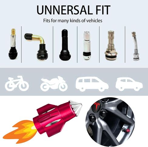 4 قطع من أغطية غبار الإطارات، غطاء ساق صمام من سبائك الألومنيوم، غطاء ساق صمام إطار السيارة 8V1، أغطية جذعية للصمام الخيطي ملحقات إطارات السيارة لطراز تيسلا Y/3، السيارات والشاحنات والدراجات النارية (أسود وفضي) in Kuwait