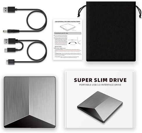 محرك أقراص Blu-ray خارجي USB 3.0 نوع C قابل للحمل BD-RE ROM CD/DVD ناسخ ثلاثي الأبعاد مشغل القرص RW محرك الأقراص الضوئية للكمبيوتر المكتبي Laptp مع نظام التشغيل Windows 7/8/10/11 MacBook Air Pro Mac in Kuwait